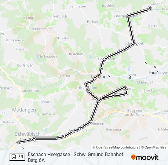 74 bus Line Map