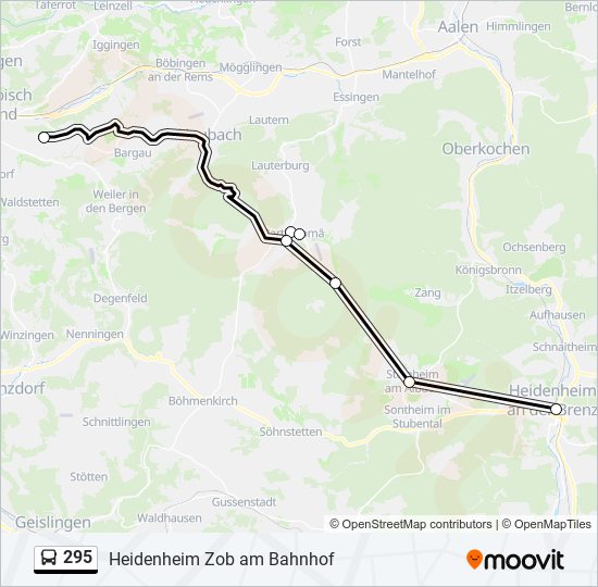 295 bus Line Map