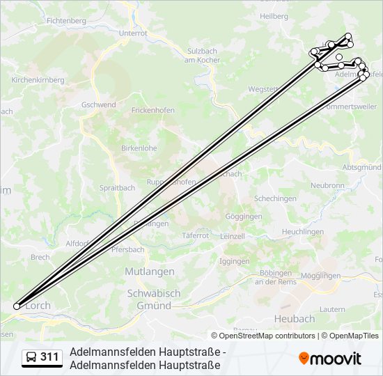 Buslinie 311 Karte