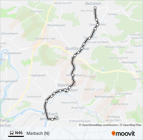 Автобус N46: карта маршрута