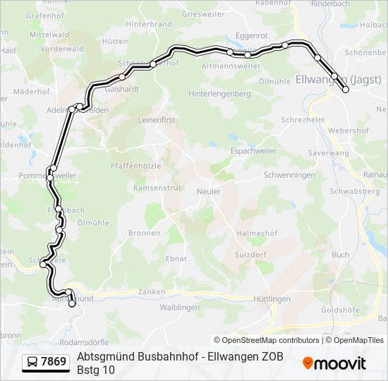 Автобус 7869: карта маршрута