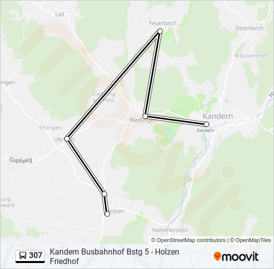 307 bus Line Map