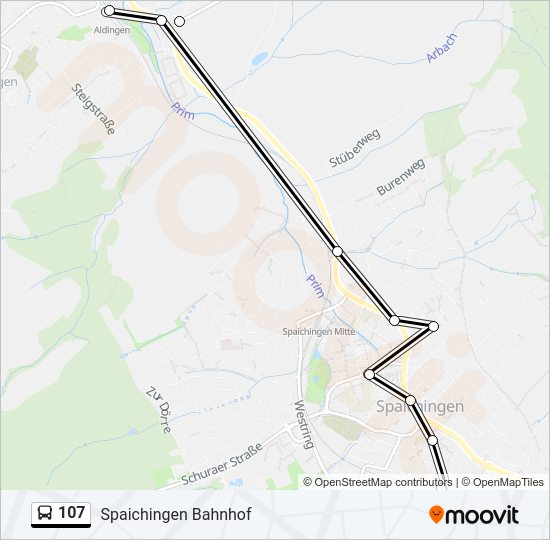 107 Bus Line Map