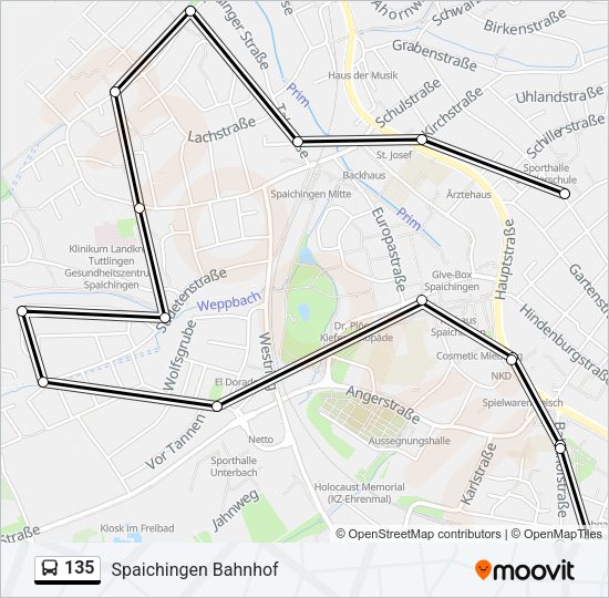 135 Bus Line Map