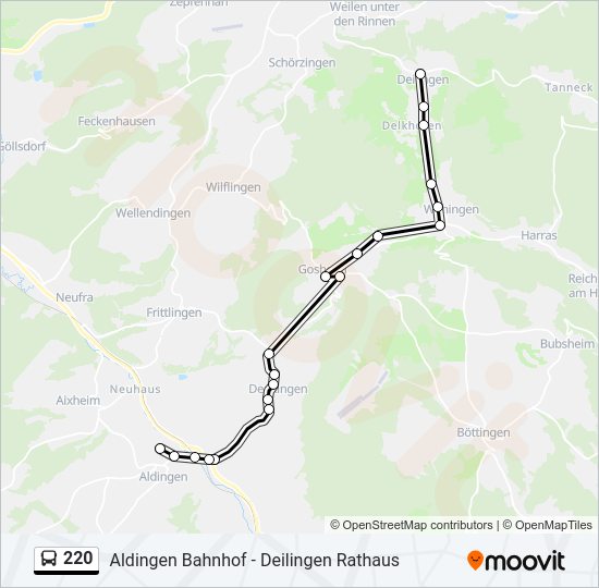 Buslinie 220 Karte