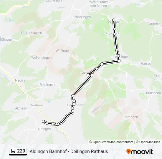 220 Bus Line Map