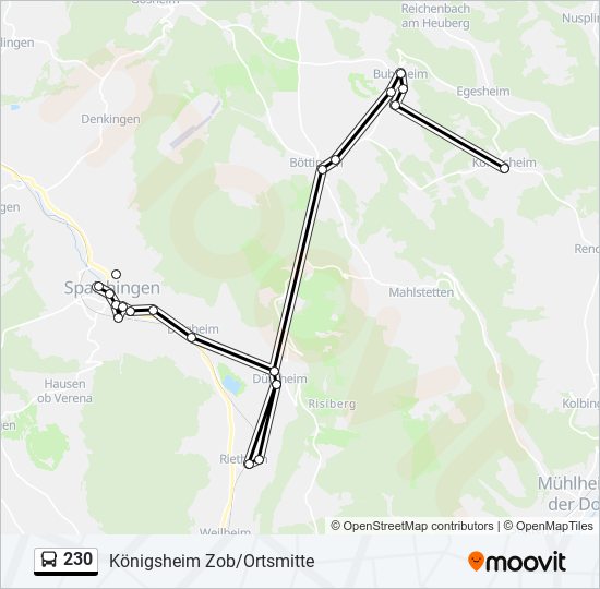 Автобус 230: карта маршрута