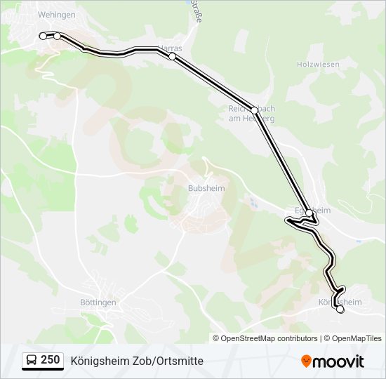 Автобус 250: карта маршрута