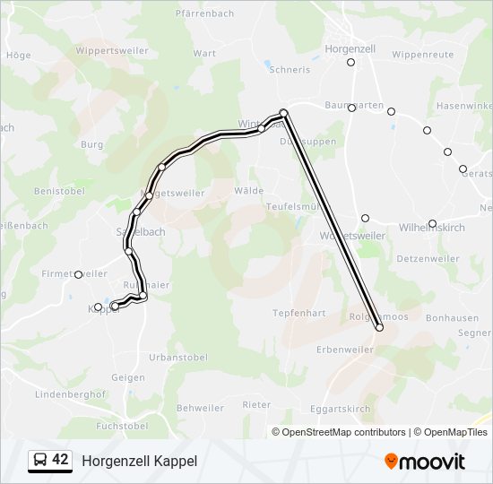 Автобус 42: карта маршрута