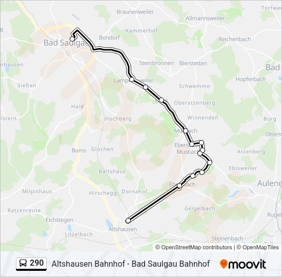 Автобус 290: карта маршрута