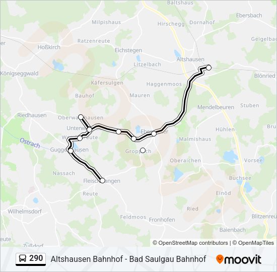 Автобус 290: карта маршрута