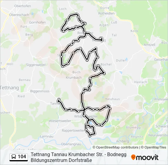 104 Bus Line Map