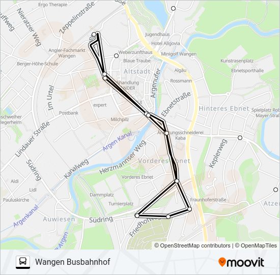Автобус LINIE 4 GELB: карта маршрута