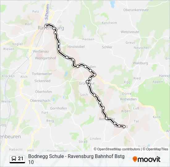 21 Bus Line Map