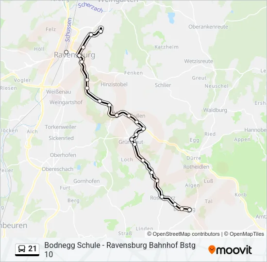 21 Bus Line Map