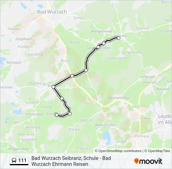 111 Bus Line Map
