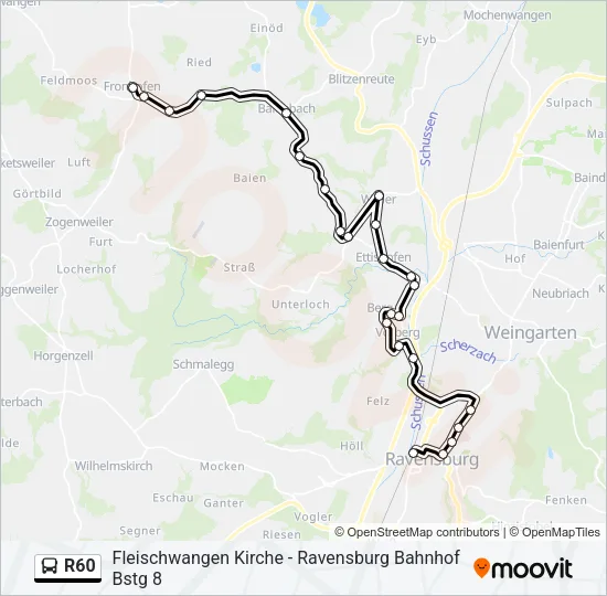 R60 Bus Line Map