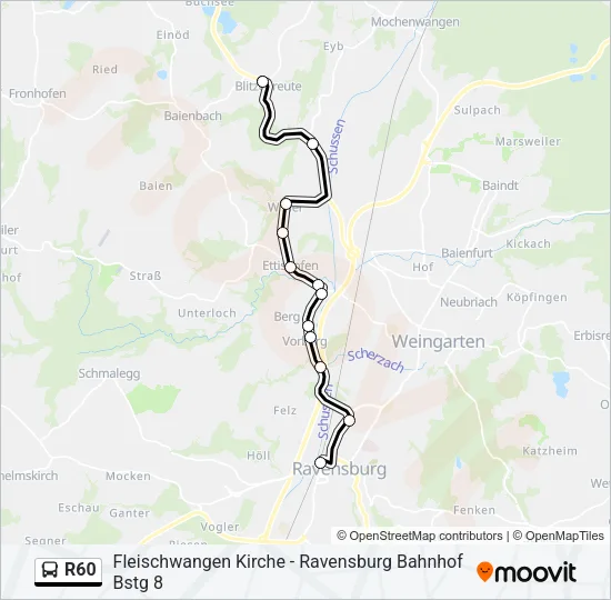 R60 Bus Line Map