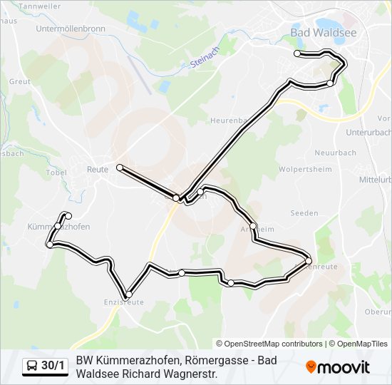 30/1 Bus Line Map