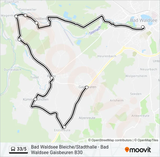 33/5 Bus Line Map