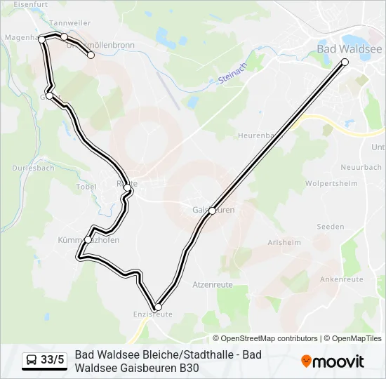 33/5 Bus Line Map