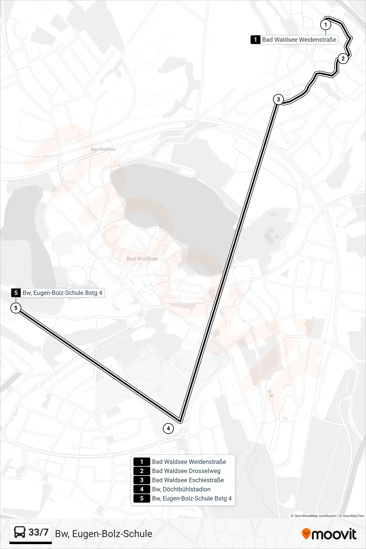 33/7 bus Line (Bw, Eugen-Bolz-Schule) route and stops on a map