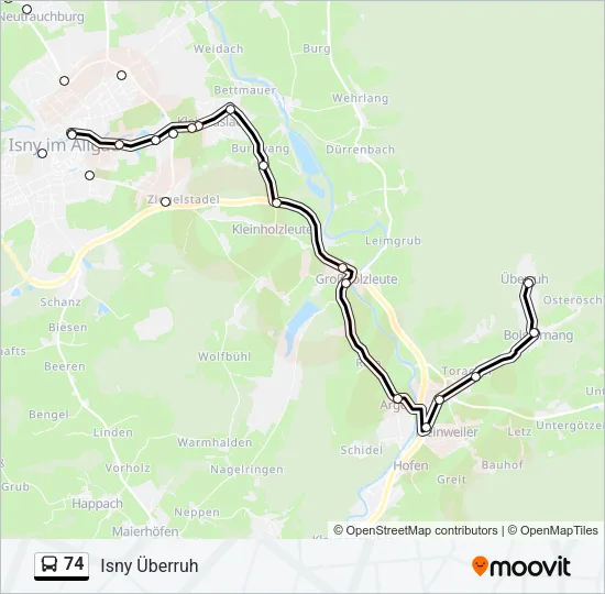 74 Bus Line Map