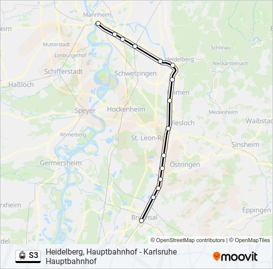 Straßenbahnlinie S3 Karte