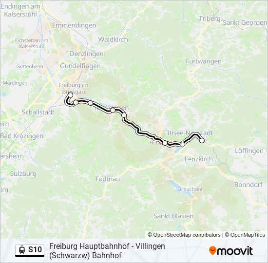 Straßenbahnlinie S10 Karte