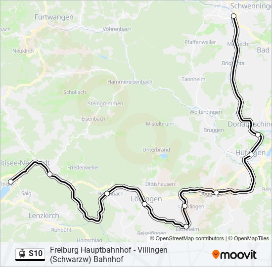 Straßenbahnlinie S10 Karte