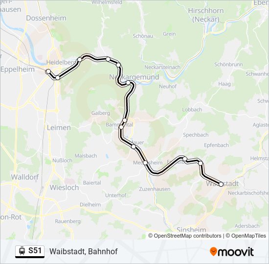 Straßenbahnlinie S51 Karte