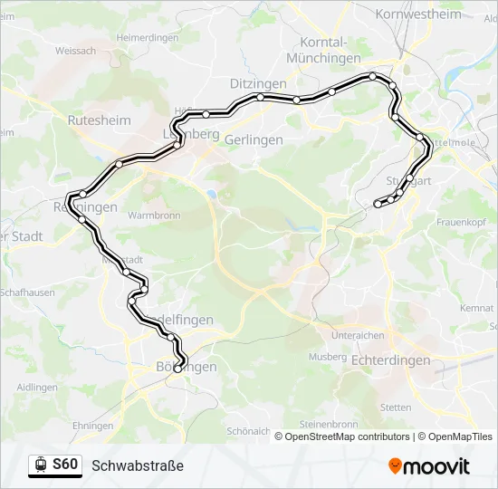 Straßenbahnlinie S60 Karte