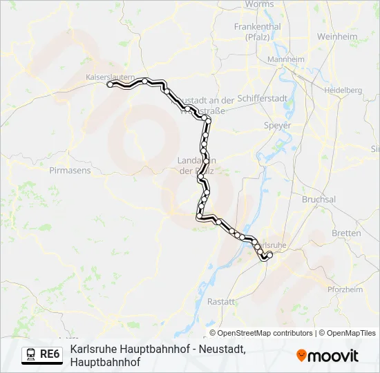 RE6 Train Line Map