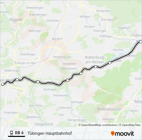 Bahnlinie RB 6 Karte