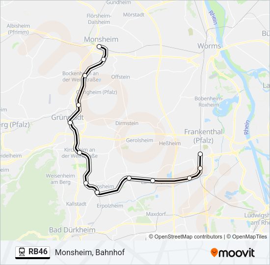 Поезд RB46: карта маршрута