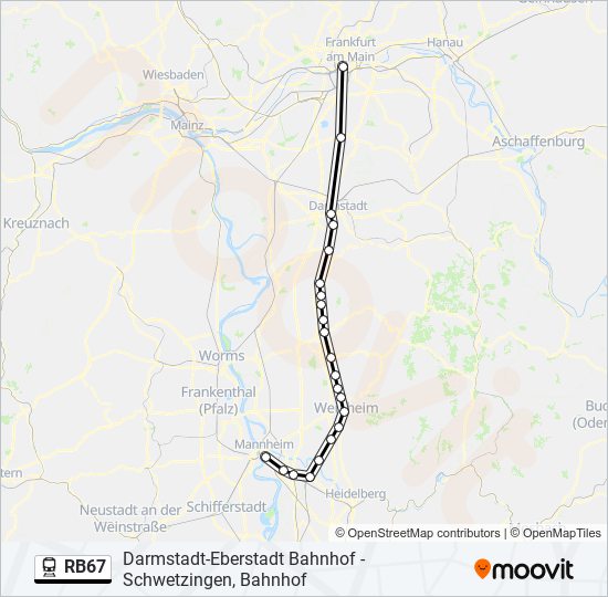 Поезд RB67: карта маршрута