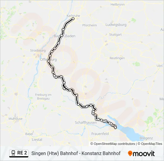 RE 2 Train Line Map