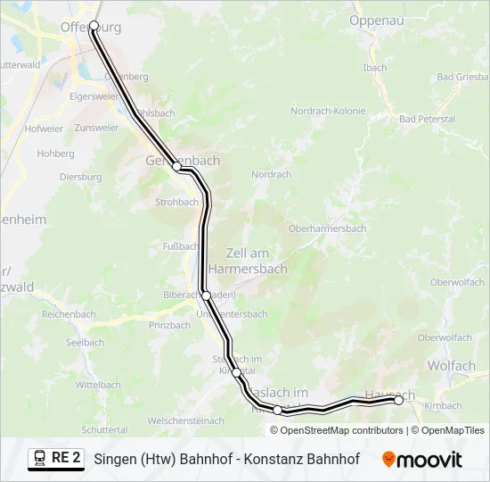 RE 2 Train Line Map