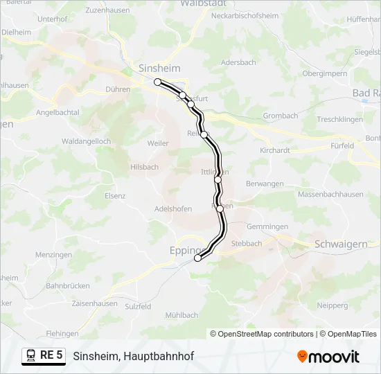 RE 5 Train Line Map