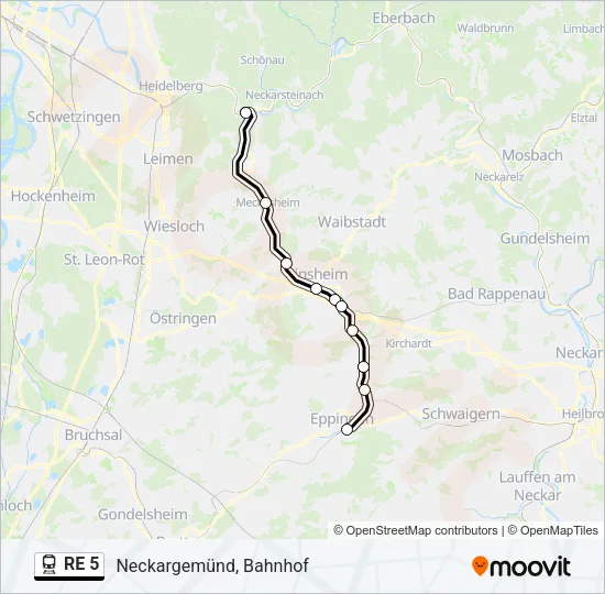 RE 5 Train Line Map