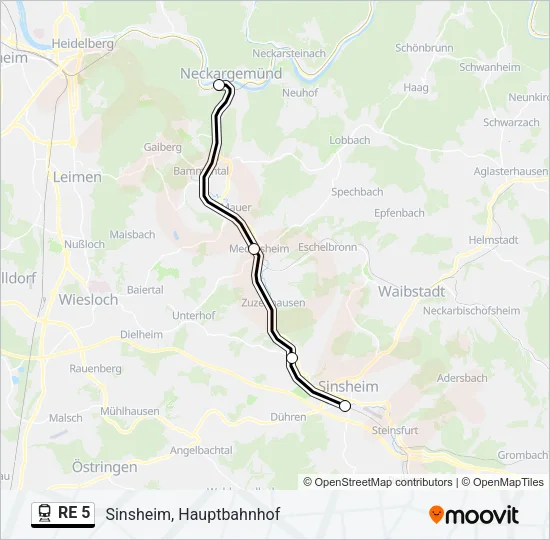 RE 5 Train Line Map