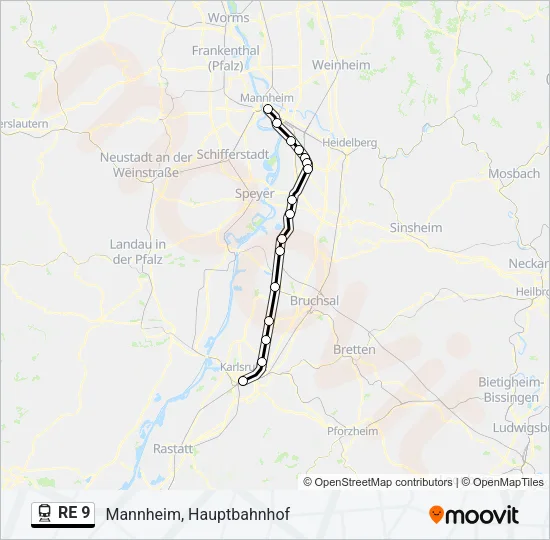 RE 9 Train Line Map