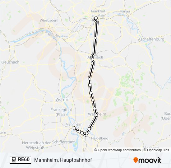 Поезд RE60: карта маршрута