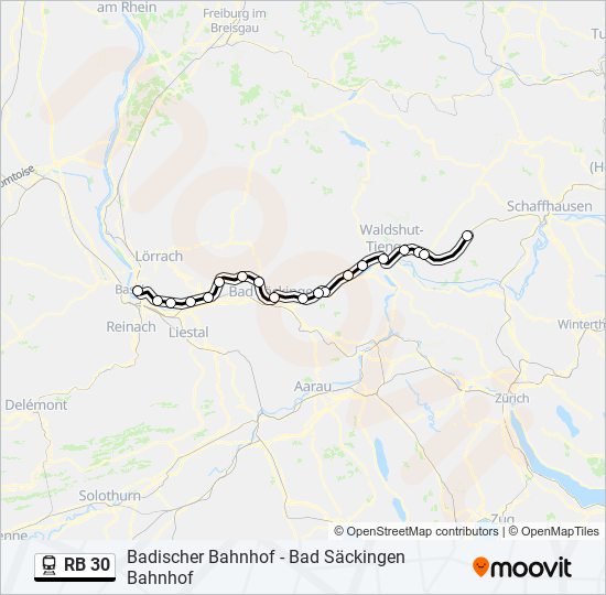 Поезд RB 30: карта маршрута