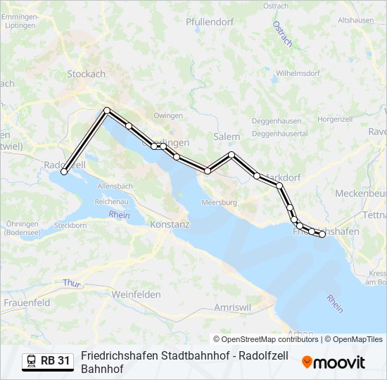 Поезд RB 31: карта маршрута