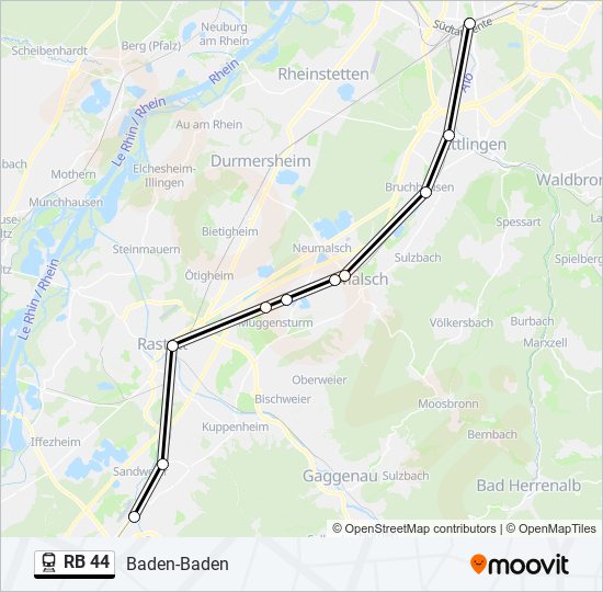 Поезд RB 44: карта маршрута