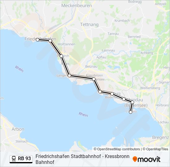 Поезд RB 93: карта маршрута