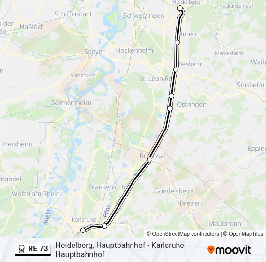 Bahnlinie RE 73 Karte