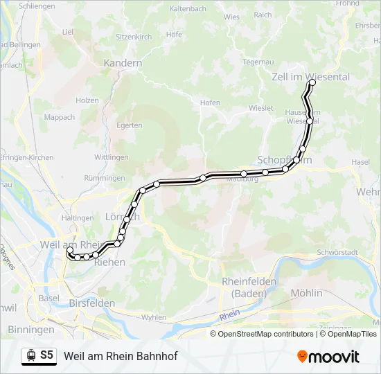 Straßenbahnlinie S5 Karte