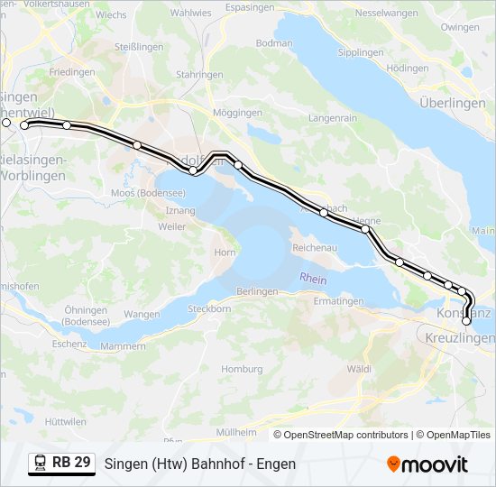 Bahnlinie RB 29 Karte